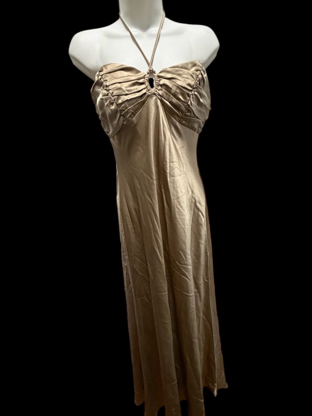 Laundry By Shelli Segal metallic cream satin gown size 2 made in the USA - Picture 2 of 10